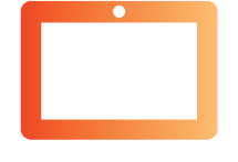 An icon of a man inside a computer screen symbolizing video calls or online meetings