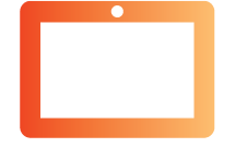 An icon of a man inside a computer screen symbolizing online meetings or digital workshops.