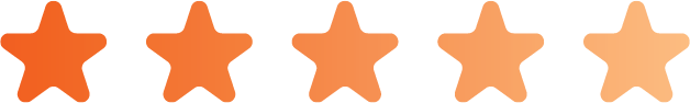 five orange stars in gradient orange
