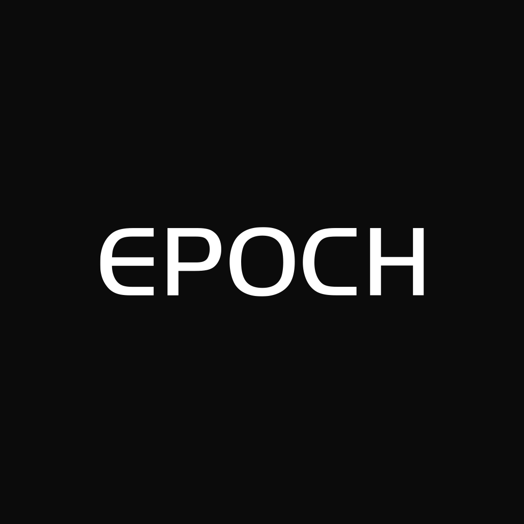 A white Epoch Logo designed by Gohan Strategy